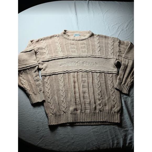 Vintage Cable Knit Chucky Beige Neutral Sweater Unionbay Men Size Large - Picture 1 of 4